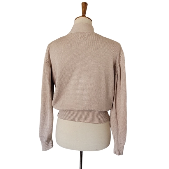 Vintage FIA Italia Taupe Handloomed Cropped Tie Waist Cardigan - Picture 5 of 6